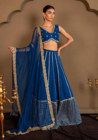 Picture of Stunning Georgette Navy Blue Lehenga Choli