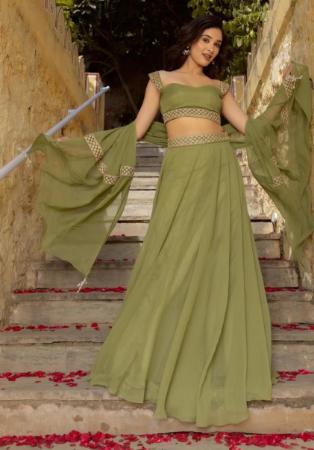 Picture of Admirable Georgette Dark Olive Green Lehenga Choli