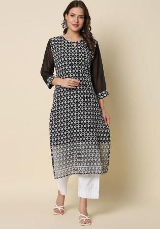 Picture of Nice Georgette Black Kurtis & Tunic