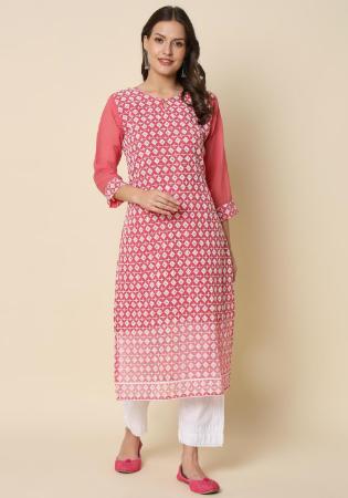 Picture of Splendid Georgette Light Coral Kurtis & Tunic