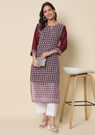 Picture of Elegant Georgette Purple Kurtis & Tunic