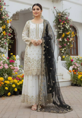 Picture of Statuesque Silk White Readymade Salwar Kameez