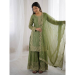 Picture of Silk Dark Olive Green Readymade Salwar Kameez