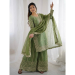 Picture of Silk Dark Olive Green Readymade Salwar Kameez