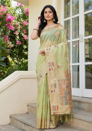 Picture of Lovely Cotton & Linen Tan Saree