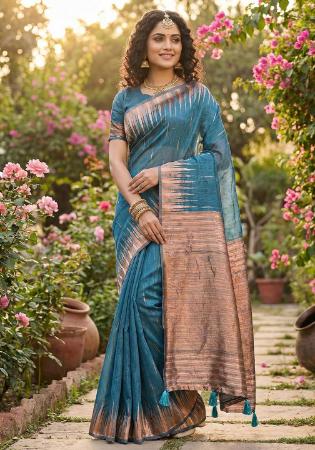 Picture of Wonderful Cotton & Linen Slate Grey Saree