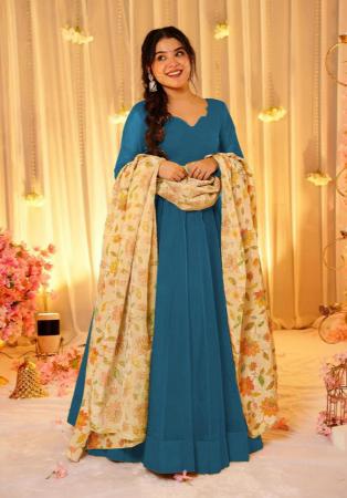 Picture of Gorgeous Silk Midnight Blue Readymade Gown