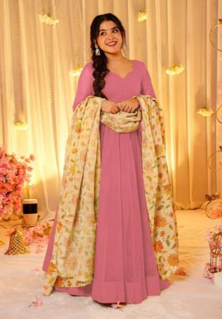 Picture of Splendid Silk Pink Readymade Gown