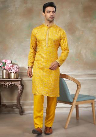 Picture of Elegant Silk Golden Rod Kurtas