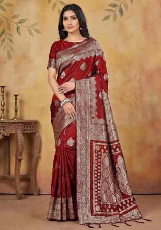 Picture of Lovely Silk Maroon Saree