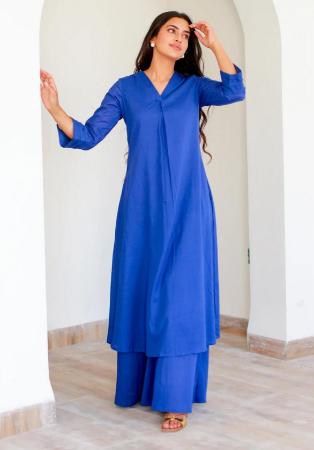 Picture of Beauteous Cotton Royal Blue Readymade Gown