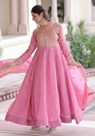 Picture of Graceful Cotton Pink Readymade Gown