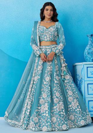 Picture of Beautiful Silk Dark Sea Green Lehenga Choli
