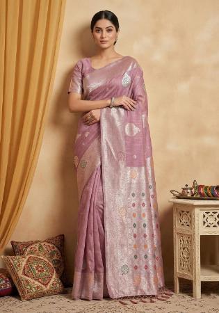 Picture of Amazing Cotton & Linen Plum Saree