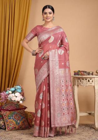 Picture of Marvelous Cotton & Linen Light Pink Saree